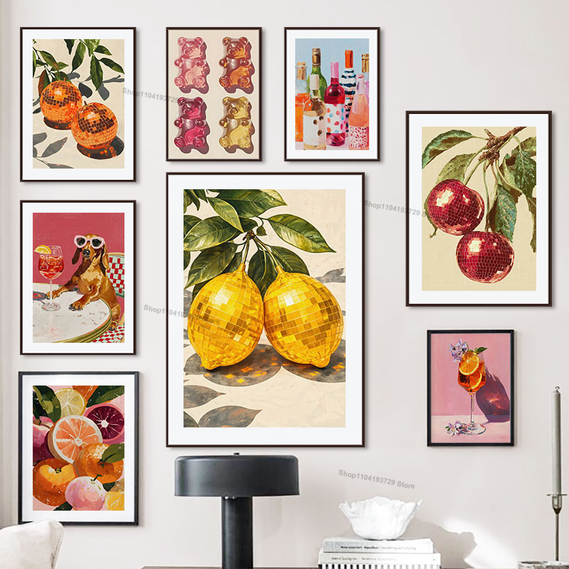 Wine Beer Bar - Retro Trendy Lemon Orange Dog Candy