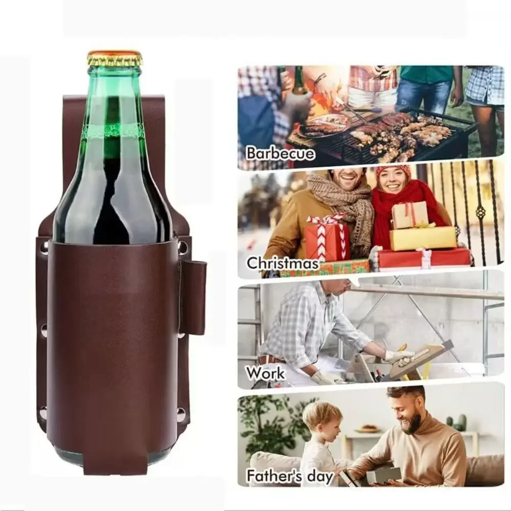 Wine Beer Holder - PU Leather Beer Bottle Waist Holster