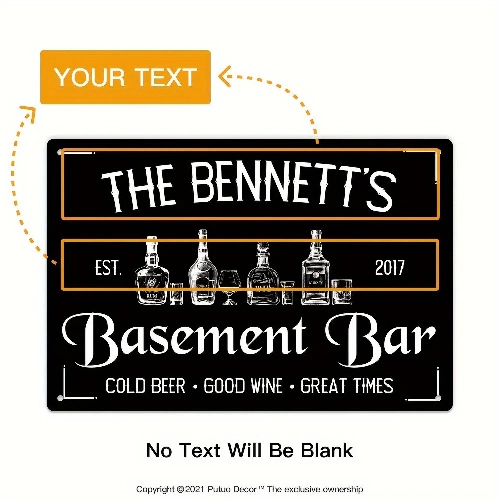 Wine With Beer Name - [CIFbuy][2D Flat]Custom Basement Bar Aluminum Sign,Personalized
