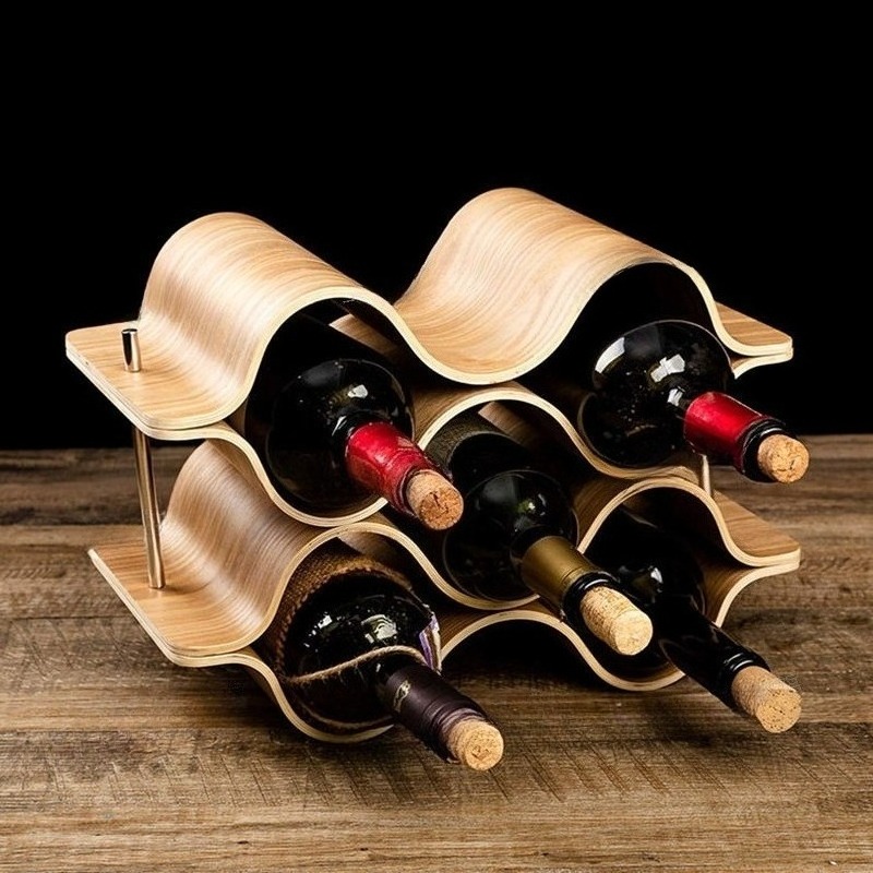 Wine Beer Holder - Wavy Wine Bottle Holders Wooden Wine