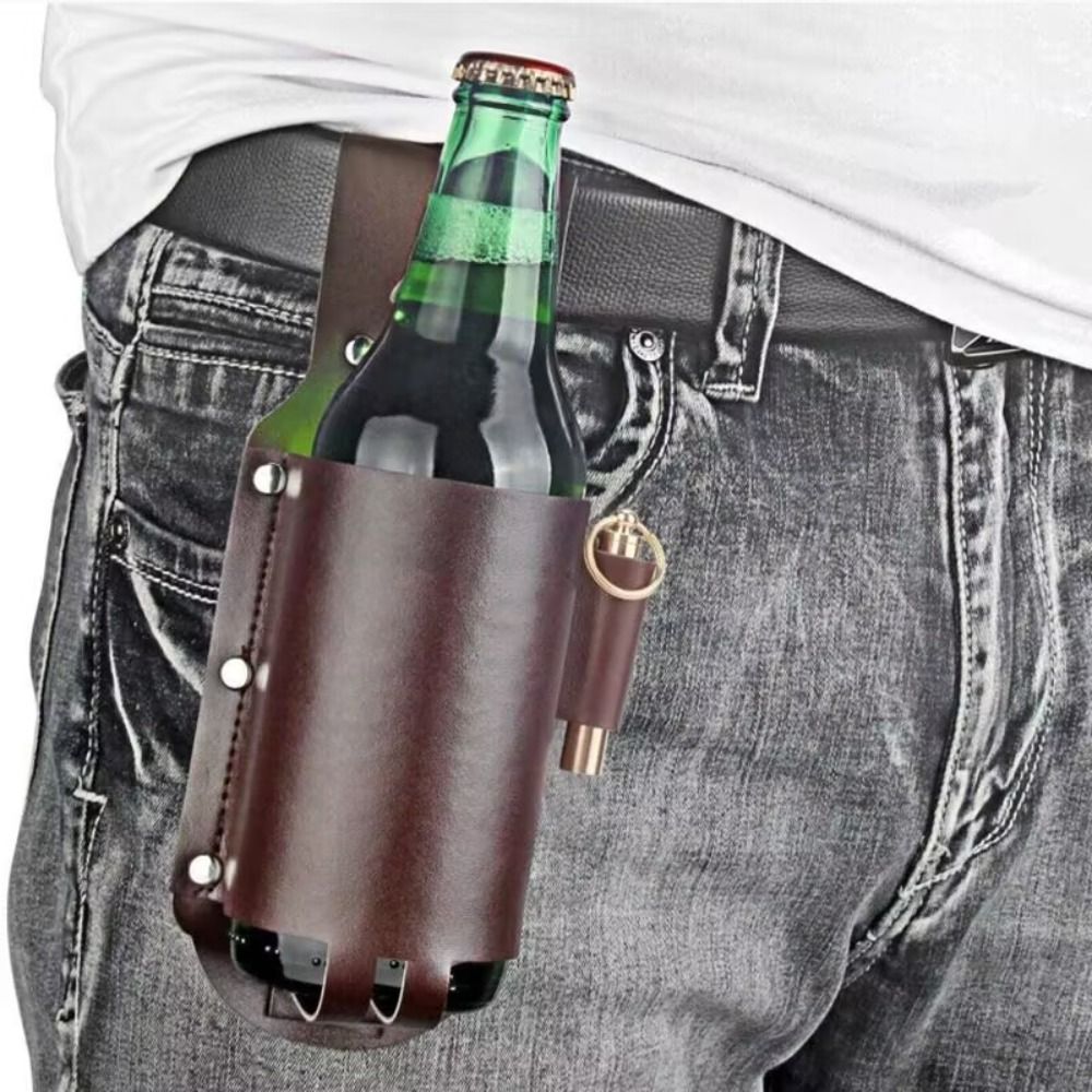 Wine Beer Holder - PU Leather Beer Bottle Waist Holster