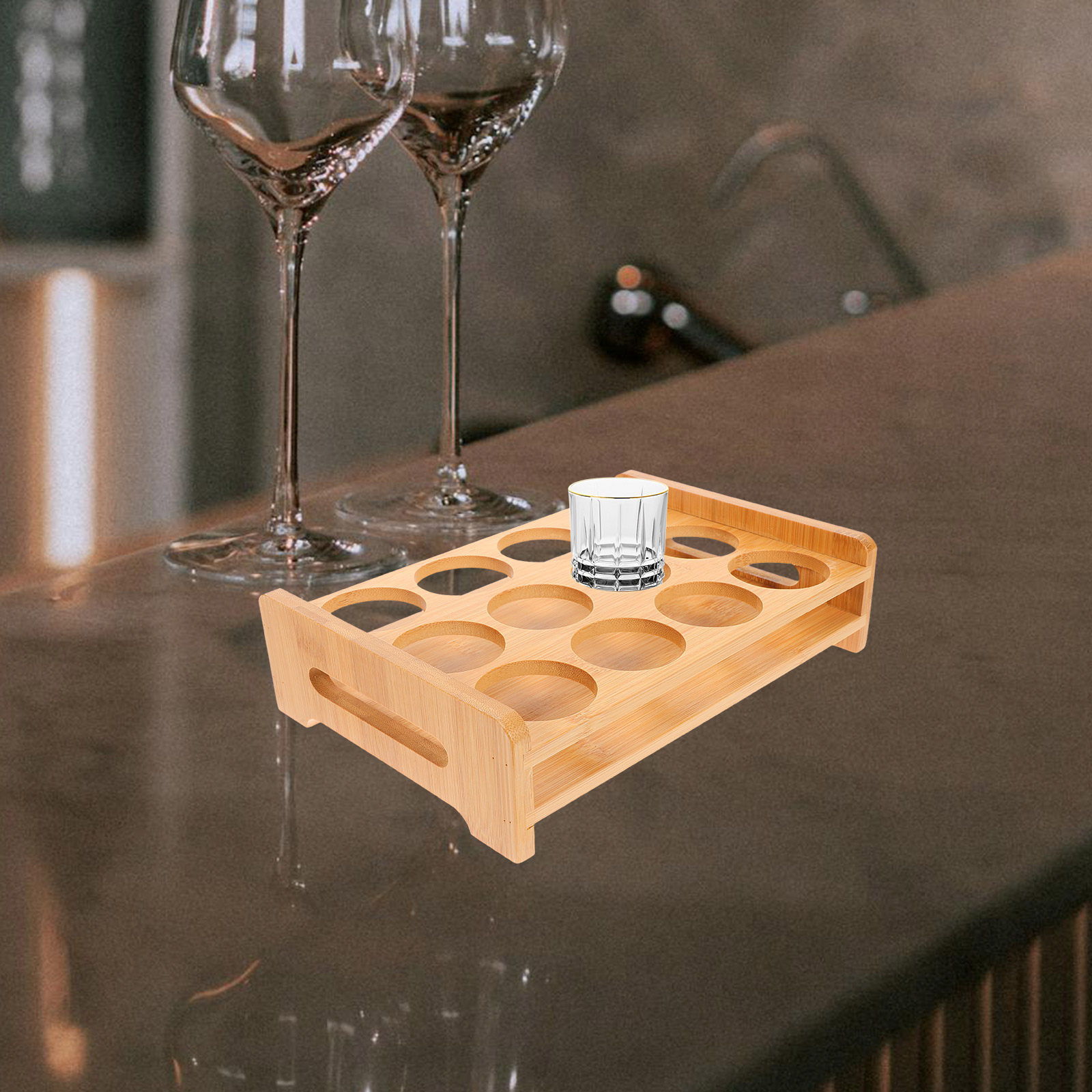 Bamboo Shot Glasses Holder Dis - Wine Beer Whiskey review and price