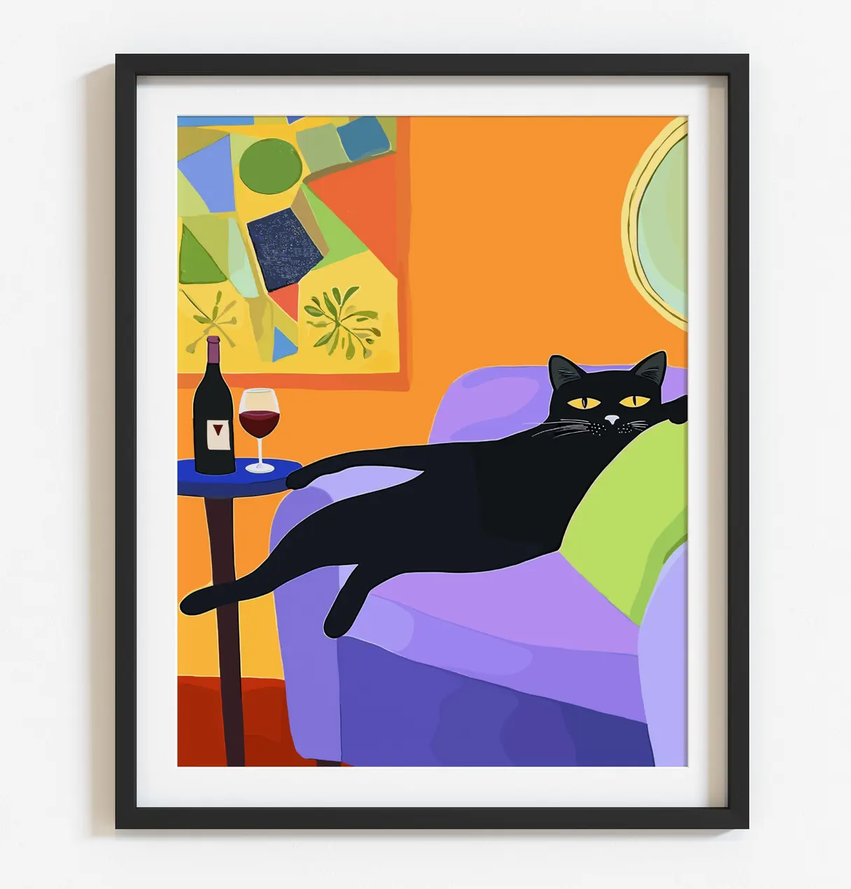 Retro Black Cat Wine Wall Art  - Wine Beer Bar review and price