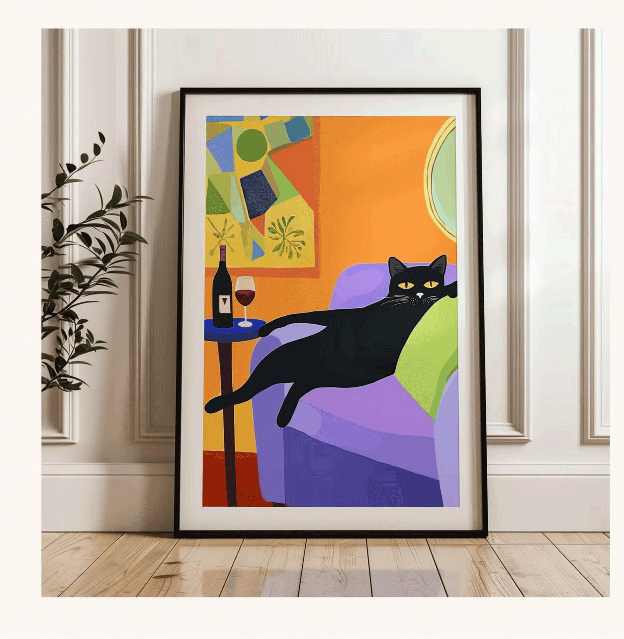 Retro Black Cat Wine Wall Art  - Wine Beer Bar review and price