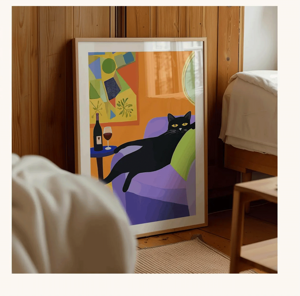 Retro Black Cat Wine Wall Art  - Wine Beer Bar review and price