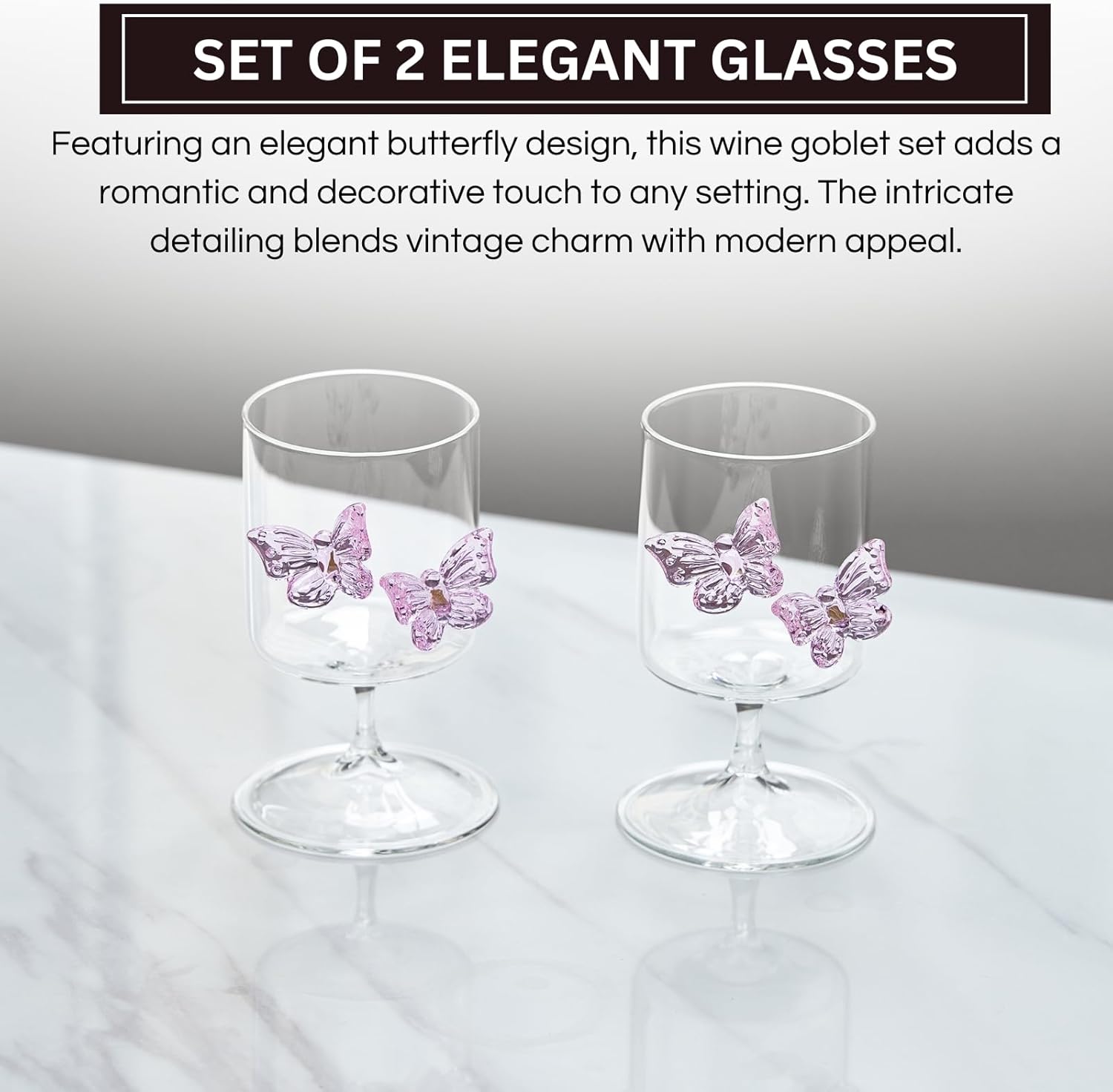 Butterfly Wine & Water Glasses - Wine Beer Bar review and price