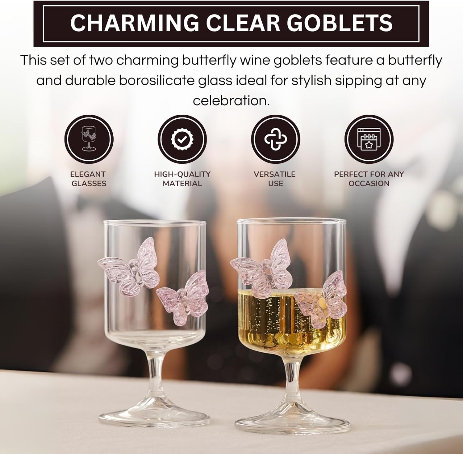 Butterfly Wine & Water Glasses - Wine Beer Bar review and price