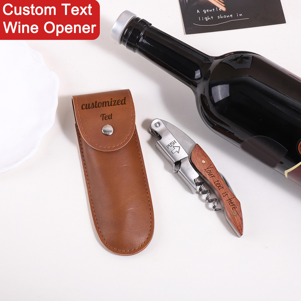 Wooden Handle Custom Text Wine - Wine With Beer Name review and price